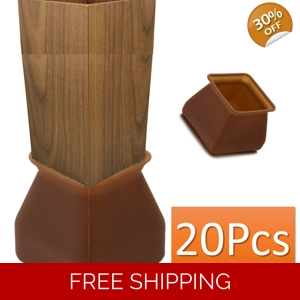 20x Silicone furniture floor protector for Tables Chairs Square BROWN
